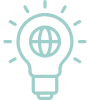 Icon of a lightbulb with a globe inside