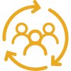 Icon of three people surrounded by circular arrows