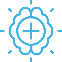 Icon of a brain with a plus sign in the center