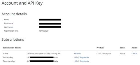 CDISC Library Getting Started - API Key
